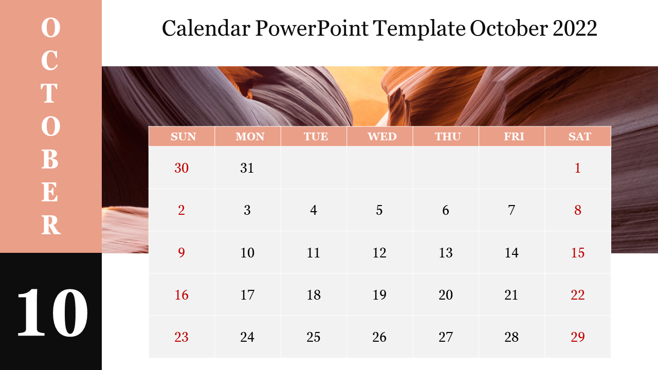 Calendar PowerPoint Template October 2022